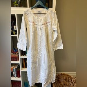 Nice’n Comfy Cotton Embroidered Night Gown with Lace Trim Details